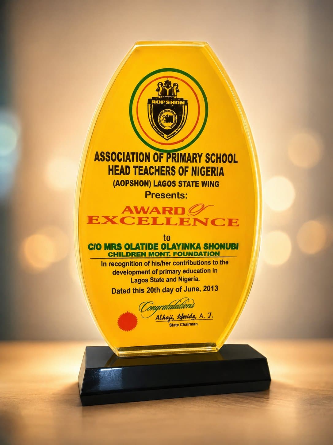 AOPSHON Award